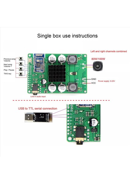 2x Bluetooth 5 0 Amplifikatör Kartı Tws Aux 80/100W Seri Port Değiştirilecek Mono Stereo Modül Stereo Ampificador (Yurt Dışından) indirimleri