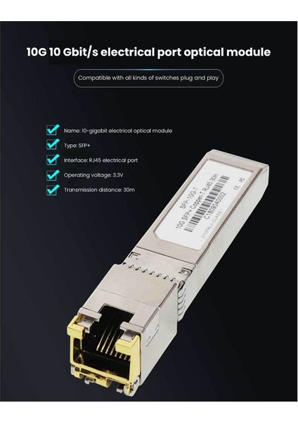 Blıy SFP-10G-T-S Uyumlu Alıcı-Verici 10G Sfp+ Rj-45 1 25/2 5/5/10G-T Kat 6A Bakır Alıcı-Iletici (Yurt Dışından) fiyatları