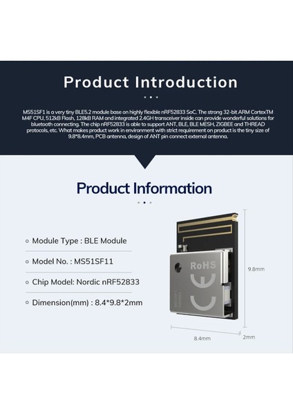 5 Pcs Benzersiz Tiny Bluetooth Modülü Düşük Tüketim Bluetooth 5 2 MS51SF11 NRF52833 Pcb Anten Çevre Dostu (Yurt Dışından) modelleri