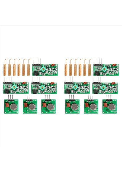 6 433 Mhz Radyo Verici ve Alıcı Modülü Seti + 433 Mhz Anten Helial Spiral Yay Uzaktan Kumanda (Yurt Dışından)