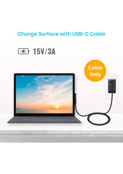 Naylon Örgülü Yüzey Usb-C Şarj Kablosu&#39 Na Bağlantı Surface Pro 7/6/5/4/3 Dizüstü Bilgisayar 3/2/1 Surface Go (Yurt Dışından) fırsatları