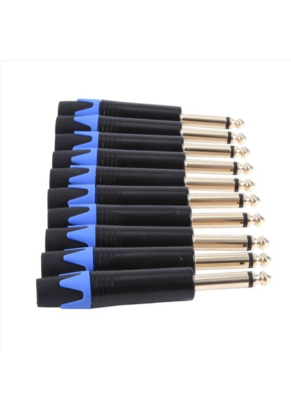 Altın Kaplama 10 Pcs Fiş Mono Professional 2 Kutup 6 35MM 6 5mm Stereo Jack Fiş 6 35MM Jack Mavi (Yurt Dışından) modelleri