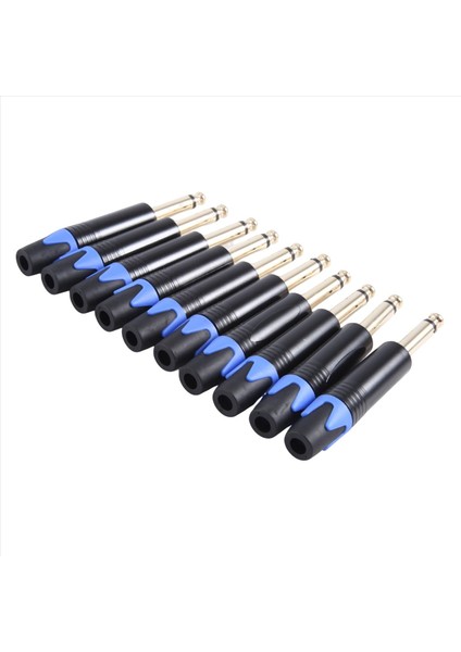 Altın Kaplama 10 Pcs Fiş Mono Professional 2 Kutup 6 35MM 6 5mm Stereo Jack Fiş 6 35MM Jack Mavi (Yurt Dışından) fırsatları