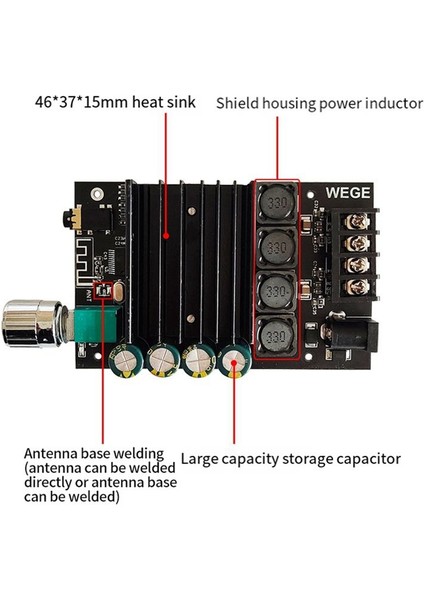 Zk-Xps 5 0 Bluetooth Güç Amplifikatör Kartı Çift 150W Kanal Amplifikatör Kartı Ses Kutusu Için Kısa Devre Koruma ile (Yurt Dışından) fiyatları