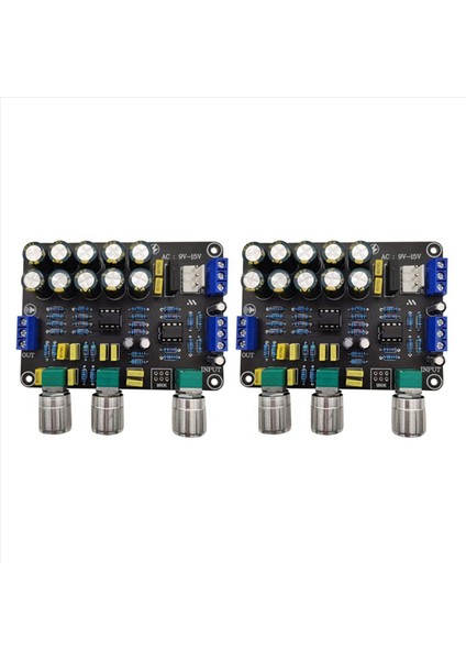 2x Çift NE5532 Ton Preamp Kartı Ses Tiz Bas Ayar Ekolayzer Önsöz Tonu Kontrol Ön Plan (Yurt Dışından)