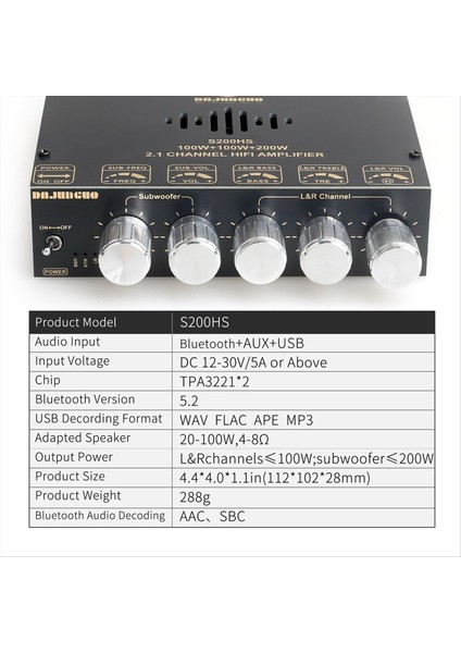Yeni S200HS Bluetooth 5 2 Subwoofer Dijital Amplifikatör Kart 2 1 Kanal 100W+100W+200W Geniş Voltaj 12-24V Stereo Hıfı (Yurt Dışından) fiyatları