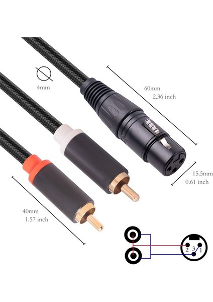3 Pin Xlr Dişi Ila Çift Rca Erkek Y Ayırıcı Kablosu Mikser Amplifikatör Ses Kablosu Stereo Ses Ara Bağlantı Kablosu 2 Metre (Yurt Dışından) modelleri
