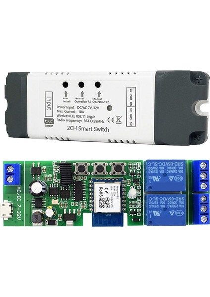 Tuya Smart Wifi Switch Röle Modülü 2 Ch Ac/dc 7-32V Rf/app Kablosuz Uzaktan Kumanda Alexa Google Home Için Akıllı Ev (Yurt Dışından)