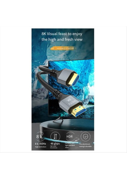 8k HDMI Uyumlu 2 1 Kablo 4K 120Hz 8k 60Hz 48GBPS Video Kablosu Pc Dizüstü Projektörü Için Yüksek Hız 5m (Yurt Dışından) modelleri