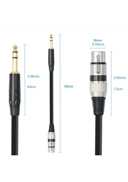 Trs 1/4 Inç - Xlr 3pin Kablo Dengeli Xlr - Jack 6 35MM Trs Sinyal Bağlantı Kablosu Mikrofon Ses Kablosu 5m (Yurt Dışından) fiyatları