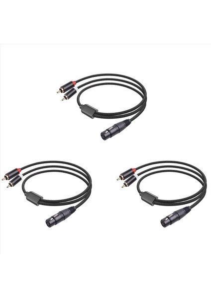 3x 3 Pin Xlr Dişi Ila Çift Rca Erkek Y Ayırıcı Kablosu Mikser Amplifikatör Ses Kablosu Stereo Ses Ara Bağlantısı Kablosu 1 Metre (Yurt Dışından)