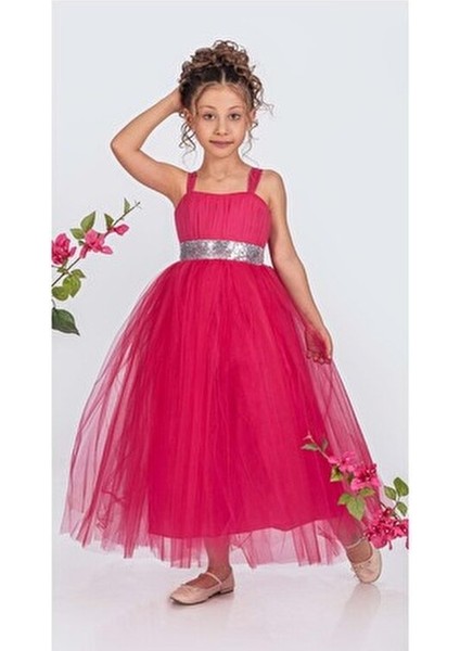 Kız Çocuk Sırt Gipeli Tüllü Abiye Elbise Özel Günler İçin Şık Stil indirimleri