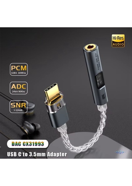 BA23 USB Tip C Ila 3 5 mm Jack Adaptör Adaptör Dac Dac USB C Audio Aux Dönüştürücü Kod Çözücü CX31993 Pcm 32BIT 384KHZ A (Yurt Dışından) fiyatları