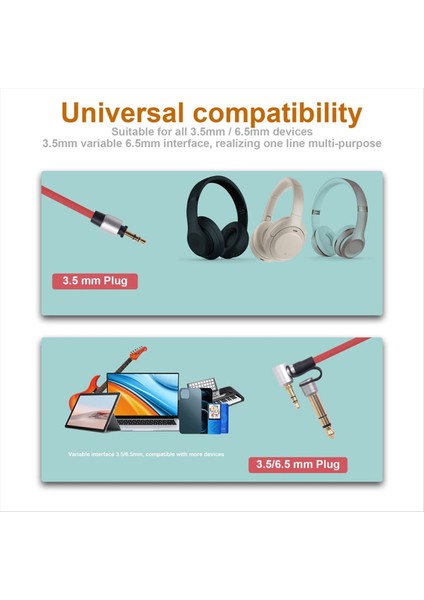 3 5mm Ses Uzatma Kablosu 3 5mm Erkek - 3 5mm Erkek Veya 6 5mm Erkek Uzatma Kablosu 3 5 mm Jack Cihaz Kırmızı (Yurt Dışından) indirimleri