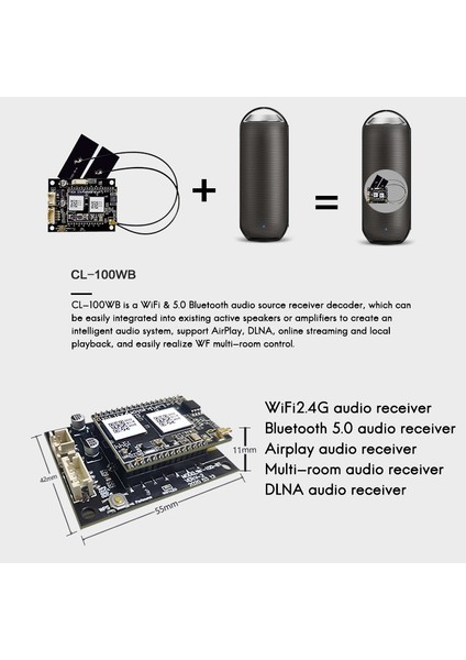 Wifi 2 4g &amp Bluetooth 5 0 Uygulama Kontrolü Çok Kaynak Modül Ses Amplifikatör Hoparlör Modülü Airplay Dlna&#39 Yı (Yurt Dışından) indirimleri