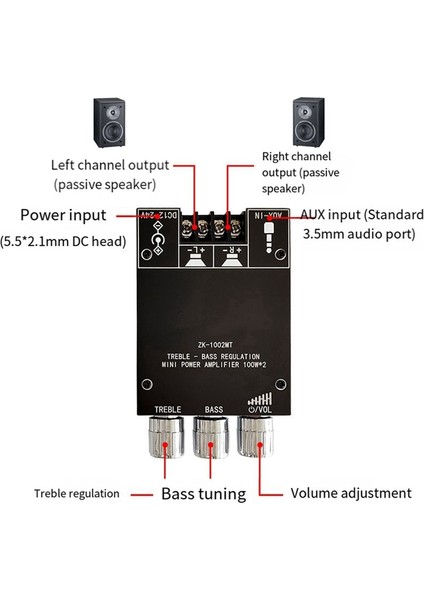 ZK-1002MT 5 0 Bluetooth Güç Amplifikatör Kartı 100W Kanal Amplifikatör Kartı Ses Kutusu Için Kısa Devre Koruması (Yurt Dışından) fırsatları