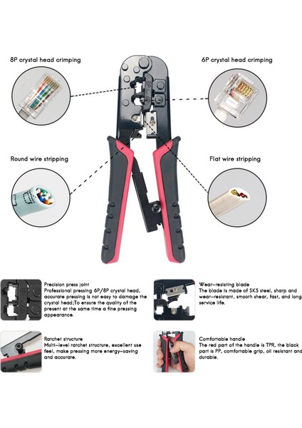 RJ45 RJ12 Network Crimper 8p 6p Suçlama Araçları RJ45 Aracı Silgi Araçları (Yurt Dışından) fiyatları