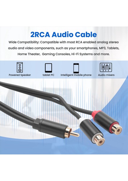 Rca Erkek Kablosu - 2rca Kadın Audio Kablosu 2 Rca Erkek Splitter Tv Pc DVD Hoparlör Ses Amplifikatörleri Subwoofer (Yurt Dışından) fırsatları