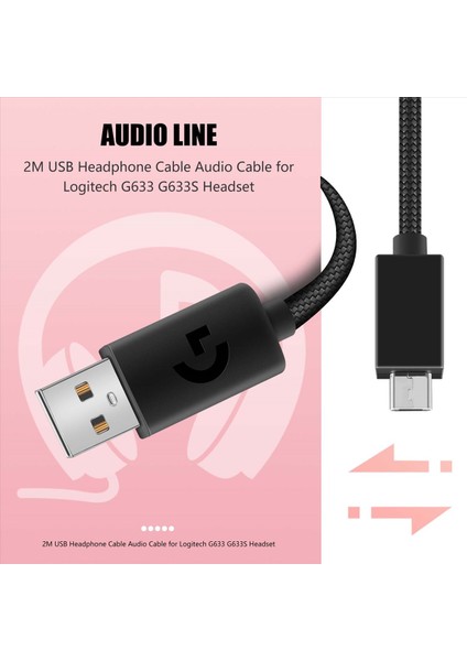 Logitech G633 G633S Kulaklık Için 2m USB Kulaklık Kablosu Ses Kablosu (Yurt Dışından) fırsatları