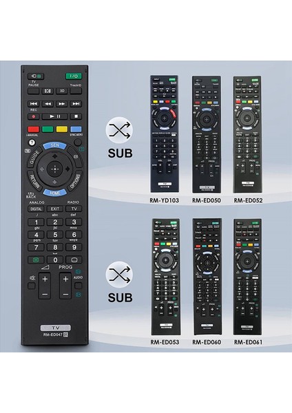 2x Tv Uzaktan Değiştirme Sony Bravia Için Evrensel Uzaktan Kumanda RM-ED047 RM-YD103 RM-ED050 RM-ED052 RM-ED053 (Yurt Dışından) indirimleri
