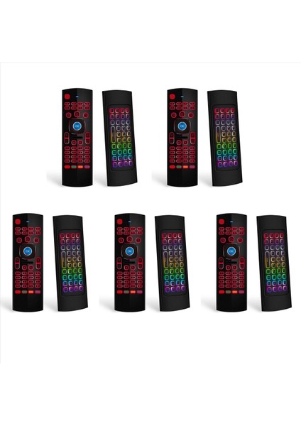 Android Tv Kutusu Için 5x Hava Fare Mini Kablosuz Klavye Hava Uzak Fare Kontrolü Rgb Back Litth Mx3 Pro Ir Öğrenme (Yurt Dışından)
