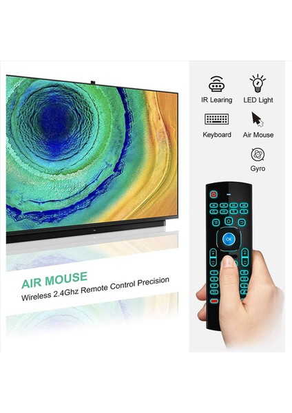 Android Tv Kutusu Için 5x Hava Fare Mini Kablosuz Klavye Hava Uzak Fare Kontrolü Rgb Back Litth Mx3 Pro Ir Öğrenme (Yurt Dışından) fırsatları