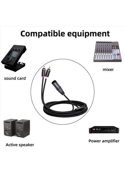 2x Xlr&#39 Den Çift Rca Ses Kablosu A1 Xlr Erkek 3 Pin To Dual Rca Erkek Fiş Stereo Ses Kablosu 1m (Yurt Dışından)