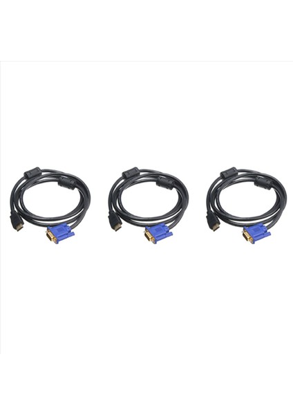 3 Pcs 1 8m Mavi Hdtv HDMI - VGA HD15 Erkek Adaptör Kablo Dönüştürücü Pc Tv Df Yeni (Yurt Dışından)