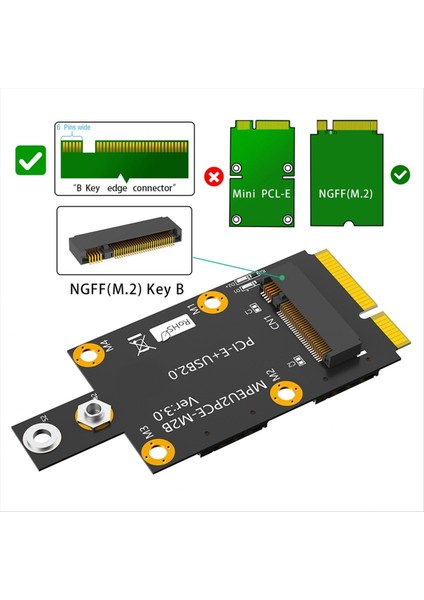 M 2 Tuş B Ila Mini Pcı-E Adaptör Strap Çift Nano Desteği 3g/4g/5g Adaptör Çok Fonksiyonlu Uygun Modül (Yurt Dışından) modelleri