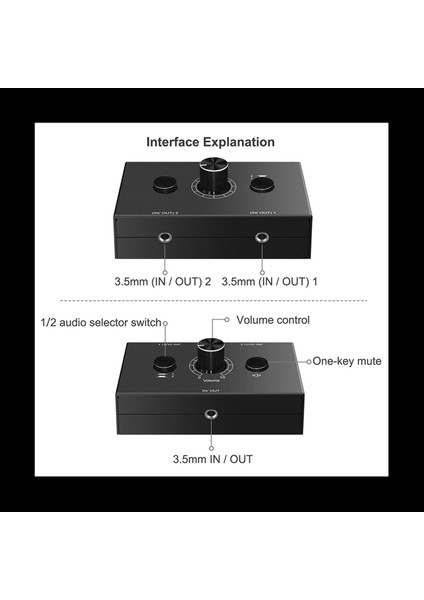 4x 3 5mm Ses Değiştirici 2 Giriş 1 Çıkış/1 Giriş 2 Çıkış Ses Ayırıcı Anahtarlayıcı Tek Key Mute Düğmesi (Yurt Dışından) fırsatları