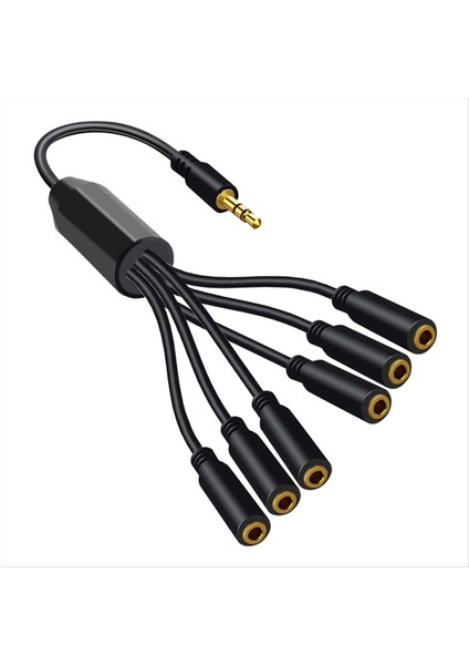 3 5mm Trs Erkek-6-Port 3 5 Dişi Jack Kulaklık Ayrımcı Kablosu Stereo Aux Audio Audio Adaptörü Pc Tv Mp3 Hoparlör (Yurt Dışından)