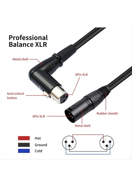 Xlr Kablo Dik Açısı Kadın Xlr - Erkek Dengeli 3 Pin Mikrofon Kablosu Mikserler Için Hoparlör Sistemleri (Yurt Dışından) indirimleri
