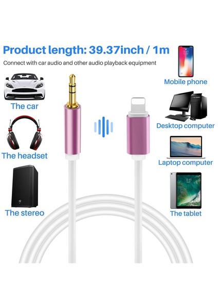 Iphone Aux Cord Aux Cord Için Car Apple Için Iphone5 ve Üst Modeller ve Ipad-Rose Gold Için 3 5 mm Aux Kablosu (Yurt Dışından) fiyatları