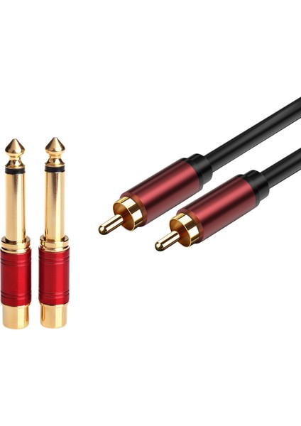2pcs 6 35MM 1/4 Inç Erkek Mono Ts - Rca Kadın Bağlantı Bağlantı Ses Adaptörü Rca Lotus Kablosu Subwoofer Kablosu (Yurt Dışından)