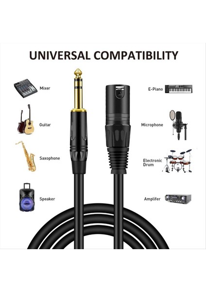 2 Paket 6 35 mm 1/4 Inç Erkek - Xlr Erkek Ses Stereo Mikrofon Kablosu - Erkek Ila Xlr Erkek Dengeli Hoparlör Mikrofon Kablosu 1 Metre (Yurt Dışından) fırsatları