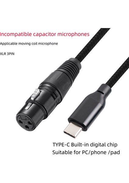 USB Tip C Ila Xlr Adaptör Tip C Erkek - 3 Pin Xlr Kadın Mikrofon Kablo Konektörü Bilgisayar Ses Veri Kablosu 3 Metre (Yurt Dışından) fırsatları