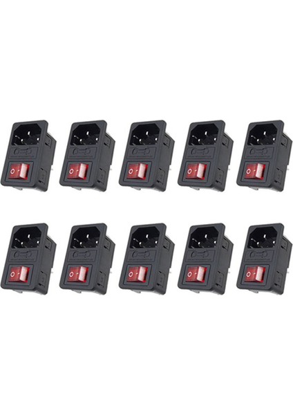 Sigorta Anahtarı 10A 250V 3 Pin IEC320 C14 ile 10X Giriş Erkek Güç Soketi (Yurt Dışından)