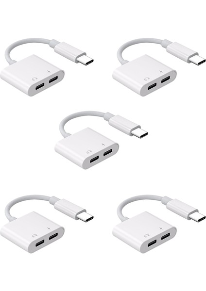 4x 2 Arada 1 Çift C Tip C Kulaklık Adaptörü Usbc Splitter Jack Aux Huawei Samsung Xiaomi Için Ses Şarj Dönüştürücü (Yurt Dışından)