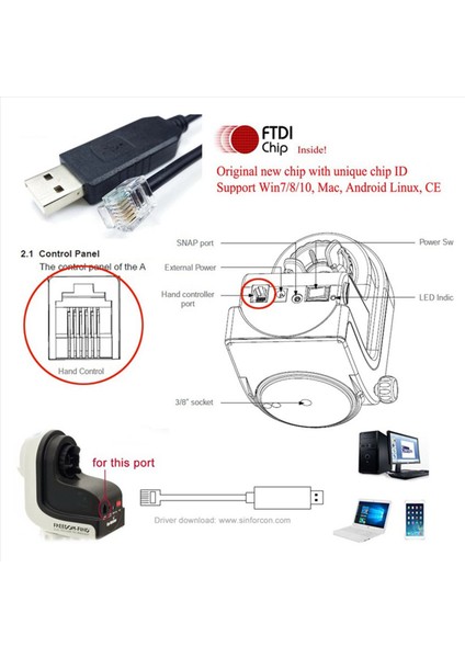 2x USB-RJ11 RJ12 6P4C Adaptör Seri Kontrol Kablosu Eqmod Az-Gtı Mount Pc Için El Kontrol Kablosu Bağlantı 1 8m (Yurt Dışından) indirimleri