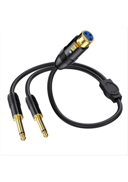 Xlr Dişi Ila Çift 1/4 Inç Y Ayırıcı Kablosu Dişi Xlr Ila Ikiye 6 35MM Mono Ts Fiş Mikrofon Ses Dönüştürücü Adaptör Kordon-A (Yurt Dışından)