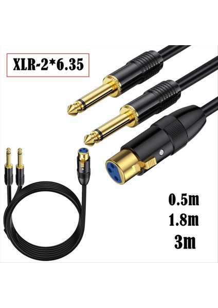 Xlr Dişi Ila Çift 1/4 Inç Y Ayırıcı Kablosu Dişi Xlr Ila Ikiye 6 35MM Mono Ts Fiş Mikrofon Ses Dönüştürücü Adaptör Kordon-A (Yurt Dışından) modelleri