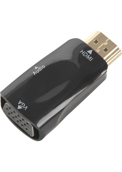 1080P HDMI Erkek - VGA Kadın Adaptör Video Dönüştürücü Ses Çıkışı N3 Siyah (Yurt Dışından)