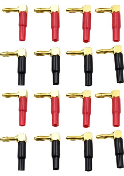 16PCS 4mm Muz Tapa Hoparlör Kabloları Konektör Adaptörü 24K Altın Kaplama Vida Tipi Saf Bakır Dik Açısı Muz Fişleri (Yurt Dışından)