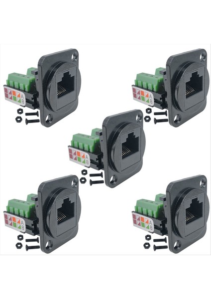5pcs RJ45 Dişi Panel Montaj Vidalı Terminal Adaptörü D Tipi RJ45 8P8C Dişi-8pin Terminal (Yurt Dışından)
