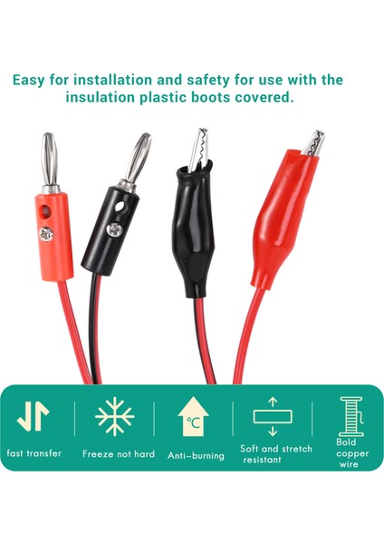 2 Pcs Kırmızı Siyah Banana Timsah Klipsleri Prob Test Kablosu 1m (Yurt Dışından) modelleri