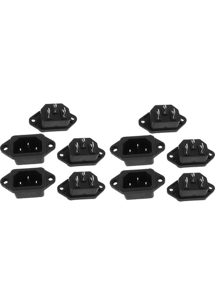 10 Pcs 3p Iec 320 C14 Erkek Paneli Panel Güç Giriş Soket Konektörleri Ac 250V 10A (Yurt Dışından)