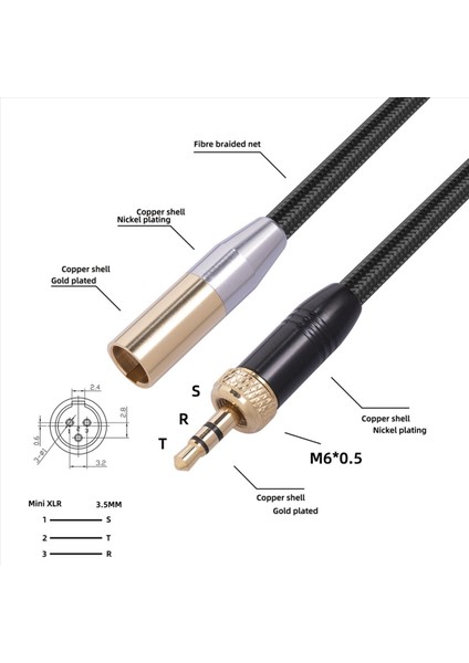2x Audio Mic Kablosu Dahili Iş Parçacığı Slr Kamera Ses Kablosu Için Mini Xlr 3pın Adaptör Kablosu (Yurt Dışından) fırsatları