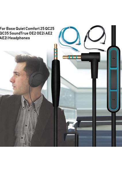 2x Sesli Kablo Kablosu Sessiz Konfor Için Değiştirme QC25 QC35 Soundtrue Oe2 OE2I Ae2 AE2I Mıc&#39 Li Kulaklıklar (Yurt Dışından) modelleri