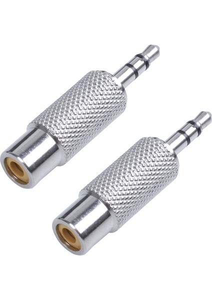 2x 3 5mm Stereo Erkek Ila Rca Mono Kadın Ses Adaptörü Gümüş (Yurt Dışından)