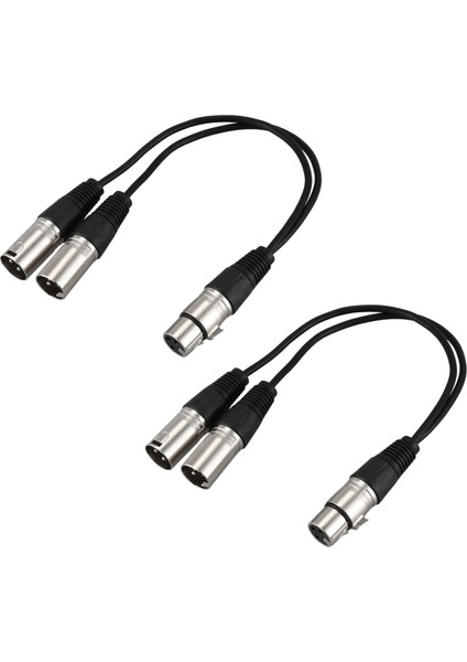 2x Yeni 3pin Xlr Dişi Kriko - Çift 2 Erkek Fiş Y Ayırıcı Kablo Adaptörü 1 Ft Kordon (Yurt Dışından)